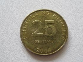 Філіппіни Филиппины ^/--/^ Филиппины 25 сентимо 2004 года 27400 ^_^^^ Філіппіни 25 вересня 2004 року 27400 - фото фото фото