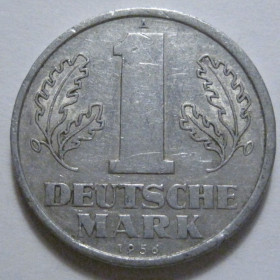 НДР, ФРН ГДР, ФРГ ^/--/^ Німеччина 1 марка 1956 року 41298 ^_^^^ Германия 1 марка 1956 года 41298 - фото фото фото