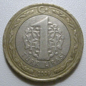 Туреччина Турция ^/--/^ Туреччина 1 ліра 2009 року 41053 ^_^^^ Турция 1 лира 2009 года 41053 - фото фото фото
