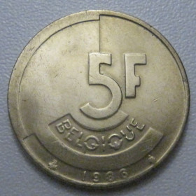 Бельгія Бельгия ^/--/^ Бельгія 5 франків 1986 року Belgique 42895 ^_^^^ Бельгия 5 франков 1986 года Belgique 42895 - фото фото фото