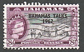 Острівні держави Островные государства ^/--/^ Багамские острова  (1962) Британская колония. Саммит в Нассау Кеннеди и Макмиллан. Надпечатка ^_^^^ Багамські острови (1962) Британська колонія. Саміт в Нассау Кеннеді і Макміллан. Надпечатка - фото фото фото