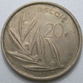 Бельгія Бельгия ^/--/^ Бельгія 20 франків 1982 року Belgie 42927 ^_^^^ Бельгия 20 франков 1982 года Belgie 42927 - фото фото фото