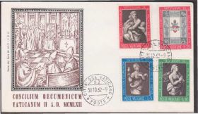 Європа Европа ^/--/^ Ватикан 1962 КАТОЛИЦИЗМ РЕЛИГИЯ КОНСИЛИУМ ПАПСТВО БАРЕЛЬЕФ ИСКУССТВО ЖИВОПИСЬ Два КПД Mi.412-419 ^_^^^ Ватикан 1962 КАТОЛІЦИЗМ КОНСИЛІУМ ПАПСТВО БАРЕЛЬЄФ МИСТЕЦТВО ЖИВОПИС ДВА КІД Mi.412-419 - фото фото фото