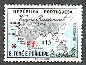 Сан-Томе і Прінсіпі Сан-Томе и Принсипи ^/--/^ Сан Томе и Принсипе  (1954) Португальская колония. Поездка президента Франсиско Э. К. Лопеша. Карта ^_^^^ Сан Томе і Прінсіпе (1954) Португальська колонія. Поїздка президента Франсиско Е. К. Лопеша. Карта - фото фото фото