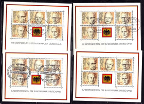 НДР, ФРН ГДР, ФРГ ^/--/^ Германия   1982 г MNH  + гаш.  - 4  блока - личности ^_^^^ Німеччина 1982 MNH + гаш. - 4 блоки - особистості - фото фото фото