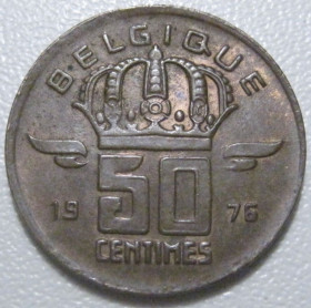 Бельгія Бельгия ^/--/^ Бельгія 50 сантимів 1976 року Belgique 42460 ^_^^^ Бельгия 50 сантимов 1976 года Belgique 42460 - фото фото фото