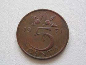 Нідерланди Нидерланды ^/--/^ Нидерланды 5 центов 1971 года 23213 ^_^^^ Нідерланди 5 центів 1971 року 23213 - фото фото фото