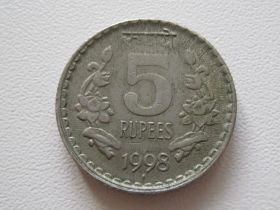 Індія Индия ^/--/^ Индия 5 рупий 1998 года #10275 ^_^^^ Індія 5 рупій 1998 #10275 - фото фото фото