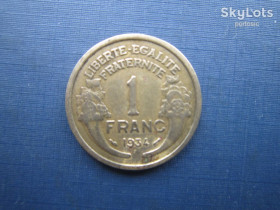Франція Франция ^/--/^ Монета 1 франк Франция 1934 ^_^^^ Монета 1 франк Франція 1934 - фото фото фото