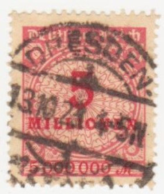 Веймарська республіка Веймарская республика ^/--/^ Германия    ( Рейх) 1923 г. №  315 гашеная ^_^^^ Німеччина (Рейх) 1923 р. No 315 гашена - фото фото фото