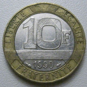 Франція Франция ^/--/^ Франція 10 франків 1990 року 42149 ^_^^^ Франция 10 франков 1990 года 42149 - фото фото фото