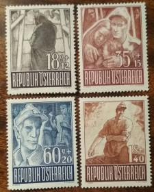 Австрія Австрия ^/--/^ Австрия Благотворительные марки с военнопленными 1947 ^_^^^ Австрія Благодійні марки з військовополоненими 1947 - фото фото фото