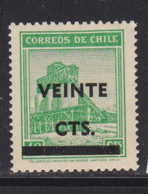 Південна Америка Южная Америка ^/--/^ NM Чили  1948 г  MNH - надпечатка ^_^^^ NM Чилі 1948 MNH - наддрук - фото фото фото
