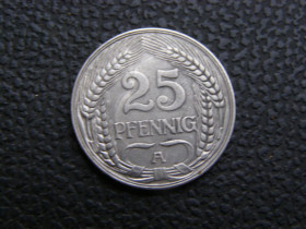 Німецька імперія (-) Германская империя (-) ^/--/^ 25 пфенингов 1910 А г ^_^^^ 25 пфенінгів 1910 А г - фото фото фото