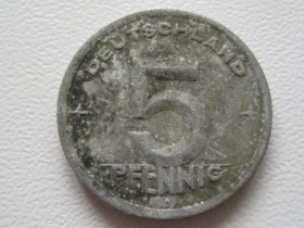 НДР, ФРН ГДР, ФРГ ^/--/^ Германия - ГДР 5 пфеннигов 1948 года 28148 ^_^^^ Німеччина - НДР 5 пфенігів 1948 року 28148 - фото фото фото