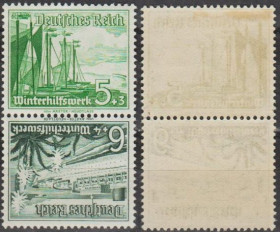 Третій Рейх (-) Третий Рейх (-) ^/--/^ 1937 - Рейх - Зимова допомога - Кораблі - SK 32 - 5 + 6 Mi.653 654 * ^_^^^ 1937 — Рейх — Зимняя помощь — Корабли — SK 32 — 5 + 6 Mi.653 654* - фото фото фото