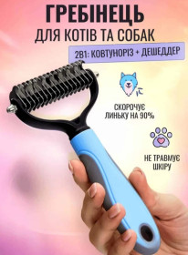 Тварини, домашні улюбленці Животные, домашние питомцы ^/--/^ Двосторонній гребінець для вичісування шерсті собак і кішок Дешеддер - ковтуноріз для видалення підшерстя ^_^^^ Двусторонний гребень для вычесывания шерсти собак и кошек Дешеддер - глотунорез для удаления подшерстия - фото фото фото