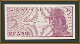Індонезія Индонезия ^/--/^ Индонезия 5 сен 1964 P-91  (91 /--/ a) UNC ^_^^^ Індонезія 5 сен 1964 P-91 (91 /--/ a) UNC - фото фото фото