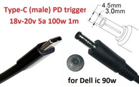 Інше Другое ^/--/^ Кабель-переходник триггер PD 18-20 /--/ v Type-C (max 5 /--/ a, 100 /--/ w) на 4.5 /--/ x /--/ 3.0(2.7)mm (+pin) 1 /--/ m з USB Type-C ( - фото фото фото