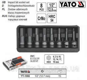 Викрутки Отвертки ^/--/^ Набор насадок ударних HEX 1/2&amp;quot; 8 штук YATO-1066 ^_^^^ Набір насадок ударних HEX 1/2&amp;quot; 8 штук YATO-1066 - фото фото фото