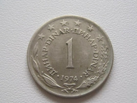 Югославія Югославия ^/--/^ Югославия 1 динар 1974 года 24706 ^_^^^ Югославія 1 динар 1974 року 24706 - фото фото фото