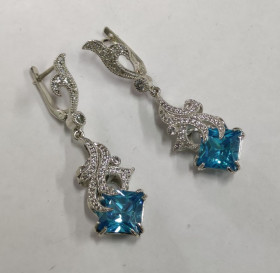 Сережки Серьги ^/--/^ Серьги 112085 /--/ ЮМ, серебро 925 проба, кубический цирконий ^_^^^ Сережки 112085 /--/ ЮМ, срібло 925 проба, кубічний цирконій - фото фото фото