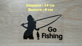 Наліпки, емблеми Наклейки, эмблемы ^/--/^ Наклейка на авто Девушка на рыбалке Черная ^_^^^ Наклейка на авто Дівчина на риболовлі Чорна - фото фото фото