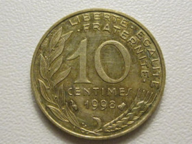 Франція Франция ^/--/^ Франция 10 сантимов 1998 года 38240 ^_^^^ Франція 10 сантимів 1998 року 38240 - фото фото фото