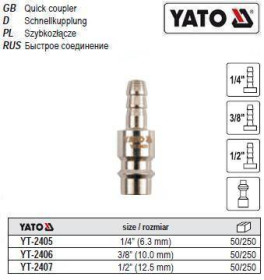 Автоінструмент Автоинструмент ^/--/^ Быстросъемный переходник шланга YATO 6,3 мм YT-2405 ^_^^^ Швидкознімний перехідник шлангу YATO Польща 6,3 мм YT-2405 - фото фото фото