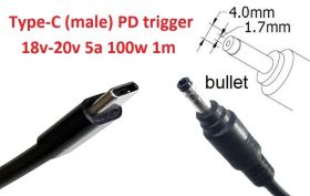 Інше Другое ^/--/^ Кабель-переходник триггер PD 18-20 /--/ v Type-C (max 5 /--/ a, 100 /--/ w) на 4.0 /--/ x /--/ 1.7 /--/ mm (bullet) 1 /--/ m з USB Type-C (mal - фото фото фото