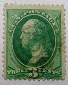 Північна Америка Северная Америка ^/--/^ США 1870 Джордж Вашингтон, 3 /--/ с, гашеная ^_^^^ США 1870 Джордж Вашингтон, 3 /--/ с, гашена - фото фото фото