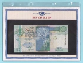Інші країни Другие страны ^/--/^ СЕЙШЕЛЫ банкнота 10 Rupien UNC из серии «Das Geld Der Welt» СЕЙШЕЛИ + сертификат + альбомный лист ^_^^^ Найбільші банкнота 10 Rupien UNC з серії «Das Geld Der Welt» Найшовелі + сертифікат + альбомний лист - фото фото фото