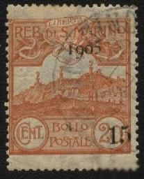 Малі Держави Європи Малые Государства Европы ^/--/^ Сан Марино 1905 г №  46 гашеная ^_^^^ Сан Марино 1905 р. No 46 гашена - фото фото фото