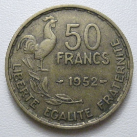 Франція Франция ^/--/^ Франція 50 франків 1952 року 42156 ^_^^^ Франция 50 франков 1952 года 42156 - фото фото фото