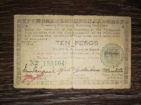 Філіппіни Филиппины ^/--/^ PHILIPPINES Філіппіни Негрос 10 песо 1943 2-ий випуск PS-663 (2). Чорний текст. ^_^^^ PHILIPPINES Филиппины Негрос 10 песо 1943 2-й выпуск PS-663 (2). Чёрный текст. - фото фото фото