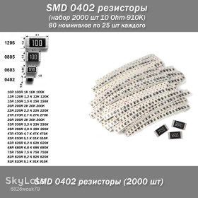 Резистори Резисторы ^/--/^ SMD 0402 резисторы   (набор 2000 шт 10 Ohm-910 /--/ K) 80 номиналов по 25 шт каждого ^_^^^ SMD 0402 резистори (набір 2000 шт 10 Ohm-910 /--/ K) 80 номіналів по 25 шт кожного - фото фото фото