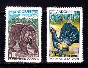 Фауна Фауна ^/--/^ NM Фауна  Андорра 1971 г MNH - медведь - глухарь ^_^^^ NM Фауна Андорра 1971 MNH - ведмідь - глухар - фото фото фото