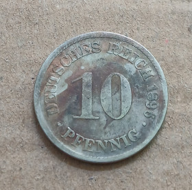 Німецька імперія (-) Германская империя (-) ^/--/^ Німеччина 10 пфенігів 1896 D ^_^^^ Германия 10 пфеннигов 1896 D - фото фото фото