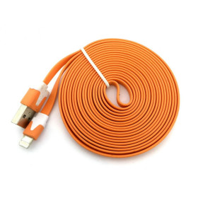 Кабелі Кабели ^/--/^ Дата кабель FLAT iPhone 5 2 /--/ m Orange   (тех. упаковка) ^_^^^ Дата кабель FLAT iPhone 5 2 /--/ m Orange (тих. упаковка) - фото фото фото