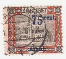 Веймарська республіка Веймарская республика ^/--/^ Германия  ( Саар)   1921  г. № 78 гашеная ^_^^^ Німеччина ( Саар) 1921 р. No 78 гашена - фото фото фото