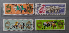 Фауна Фауна ^/--/^ Монголия 1965 г - Лошади, 5 шт  (см.фото) ^_^^^ Монголія 1965 р - Лошаді, 5 шт (див.фото) - фото фото фото