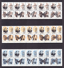 Фауна Фауна ^/--/^ Фауна . Россия  Удмуртия 1992 г MNH - WWF - надпечатка на марках СССР  и России - бабочки - 3 сцепки ^_^^^ Росія Удмуртія 1992 р MNH - WWF - наддрук на марках СРСР і Росії - метелика - 3 зчіпки - фото фото фото