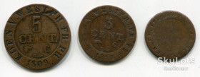 Німеччина до  року Германия до  года ^/--/^ 1,3,5 центів 1809,10,12 рр. Королівство Вестфалія Прусія. ^_^^^ 1,3,5 центов 1809,10,12 гг. Королевство Вестфалия Пруссия. - фото фото фото