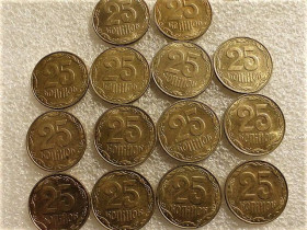 Обігові Обиходные ^/--/^ 25 копійок 2006 рік Україна &amp;quot; Штемпельний Блиск 14 штук одним лотом &amp;quot;  (38...) ^_^^^ 25 копеек 2006 год Украина &amp;quot; Штемпельный Ближний 14 штук одним лотом &amp;quot; (38...) - фото фото фото