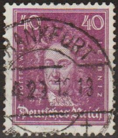 Веймарська республіка Веймарская республика ^/--/^ 1926 - Німеччина - Відомі німці - Лейбниц 40 Mi.395 ^_^^^ 1926 — Германия — Известные немцы — Лейбниц 40 Mi.395 - фото фото фото