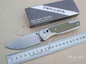 Ножі, мультітули Ножи, мультитулы ^/--/^ TwoSun TS /--/ 375-Titanium+Micarta-Green, D /--/ 2 Stonewash, Night Morning Design, Tactical, Ceramic Ball Bearing, EDC, Axis Lock - фото фото фото