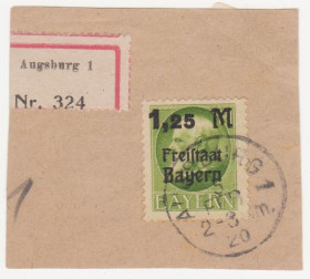 Веймарська республіка Веймарская республика ^/--/^ Германия       (Бавария) 1919 г. № 176 гашеная конверт ^_^^^ Німеччина (Баварія) 1919 р. No 176 гашена конверт - фото фото фото