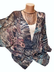 Кардигани Кардиганы ^/--/^ L-4 /--/ XL Накидка New Look, шифоновый кардиган с абстрактным принтом, блуза без застежки, с карманами ^_^^^ L-4 /--/ XL Накидка New Look, шифоновий кардіган з абстрактним принтом, блуза без застібки, з кишенями - фото фото фото