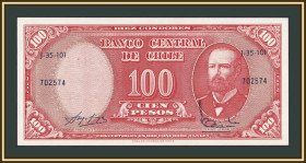 Чилі Чили ^/--/^ Чили 10 сентимов  (100 песо) 1960 P-127  (127 /--/ a.3) UNC ^_^^^ Чилі 10 сентимів (100 песо) 1960 P-127 (127 /--/ a.3) UNC - фото фото фото