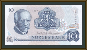 Скандинавія Скандинавия ^/--/^ Норвегия 10 крон 1977 P-36  (36 /--/ c.1) UNC ^_^^^ Норвегія 10 крон 1977 P-36 (36 /--/ c.1) UNC - фото фото фото